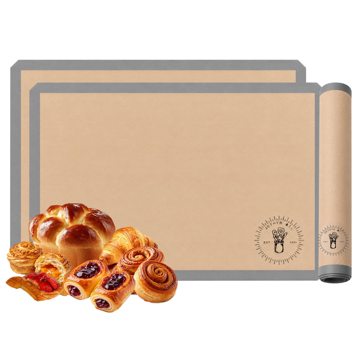 Silicone Baking Mats - 3/4 Size Baking Sheet Liners, Pack of 3, Red