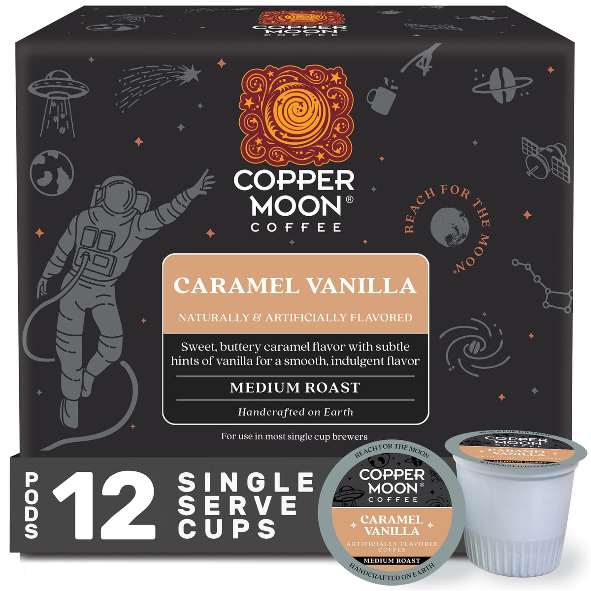 Copper Moon K-Cup Coffee Pods, Medium Roast, Hawaiian Hazelnut, 12 Count