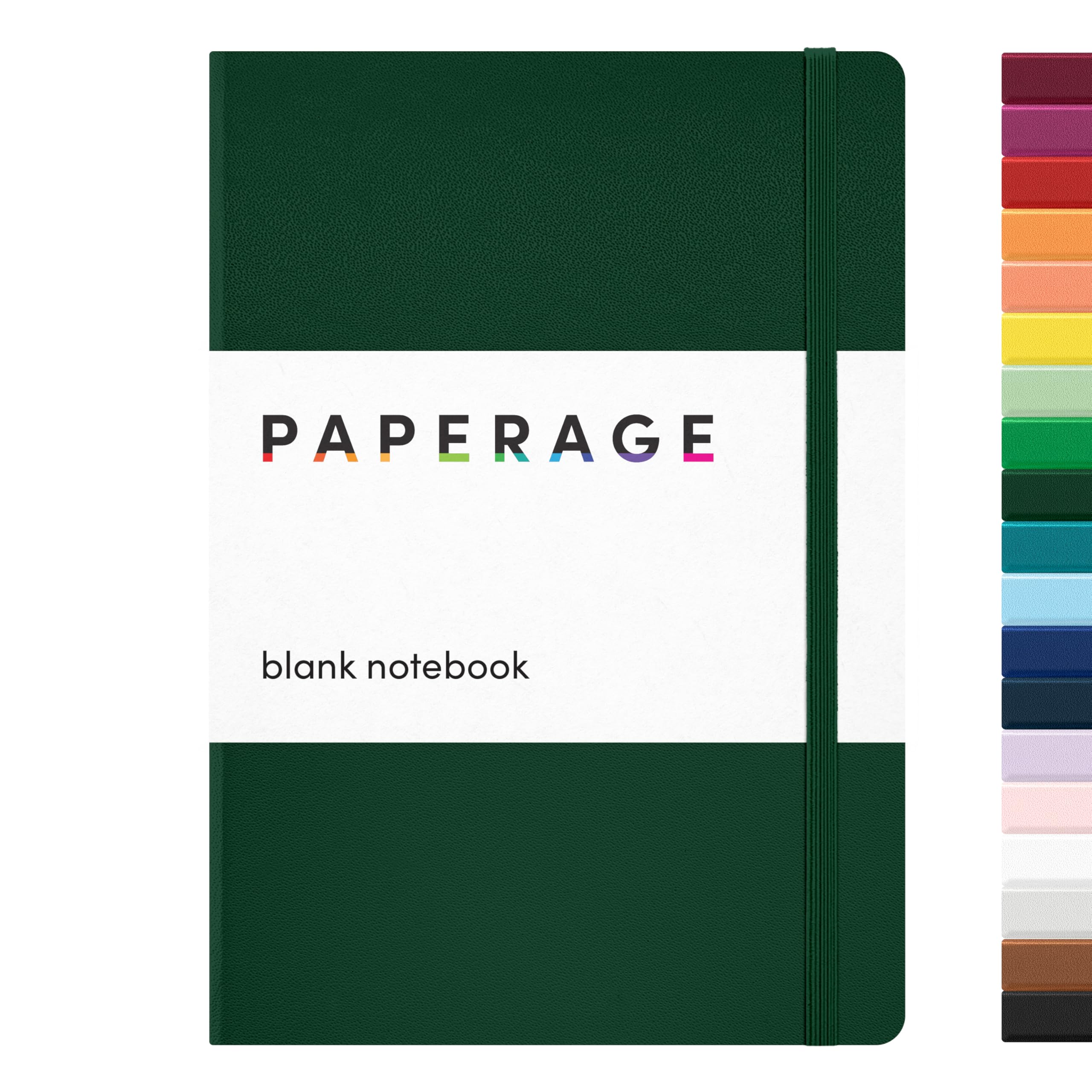 PAPERAGE Blank Journal Notebook, (Dark Green), 160 Pages, Medium 5.6 in x 8 in - 100 GSM Thick Paper – Hardcover Journaling Notebook for Work, School, Note Taking or Sketching