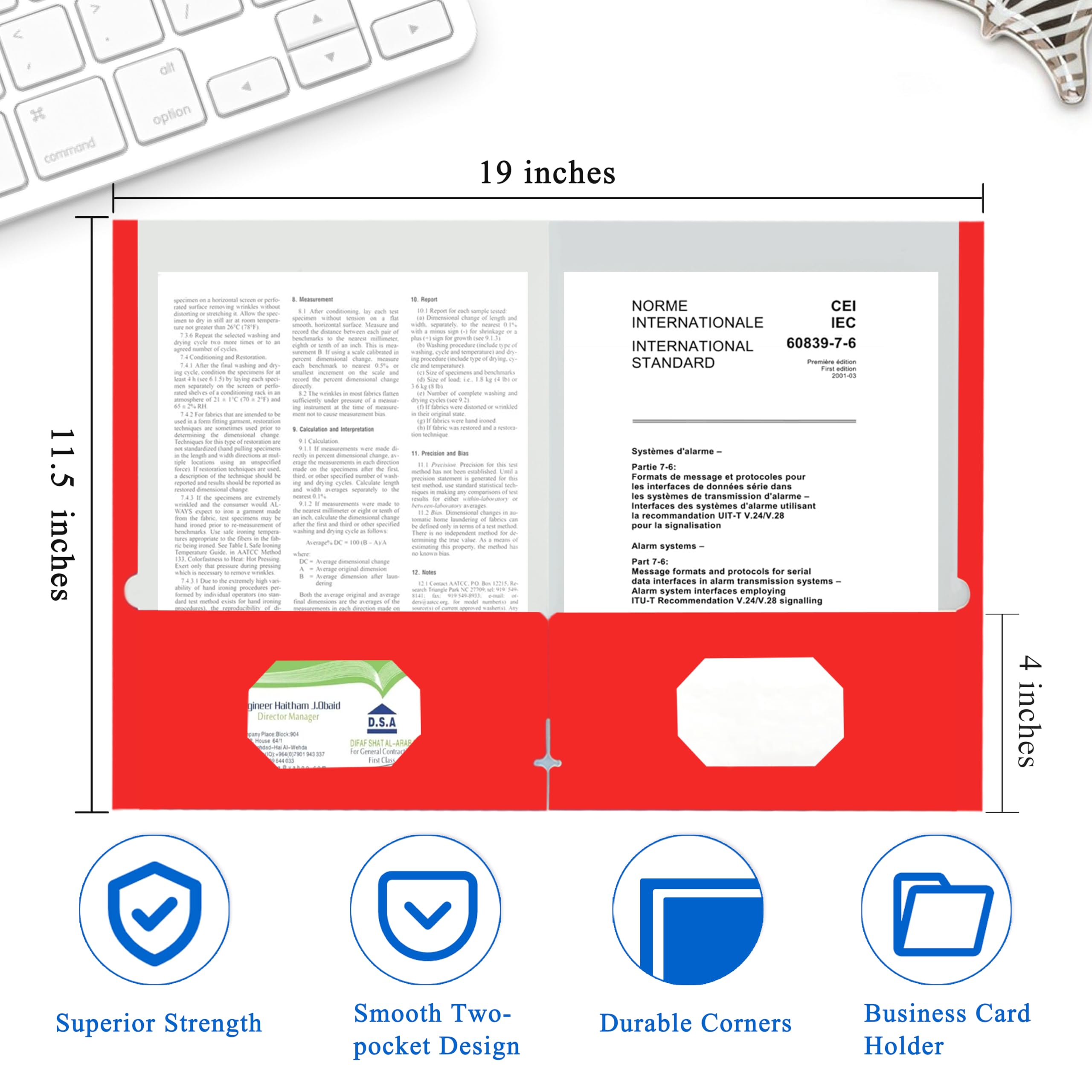 Zzrywuty File folders with Pockets,Red Two folders for documents,25 Pack Paper Folders with Card Slot,Letter Size,School Students,Business,Home and Office Workers