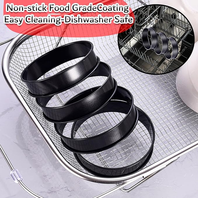 DATANYA 12Packs Crumpet Rings NONSTICK English Muffin Rings 3.15 Inch Stainless Steel Double Rolled Tart Ring Upgraded Round Metal Baking Cooking Pastry Ring Molds for muffins, pancakes