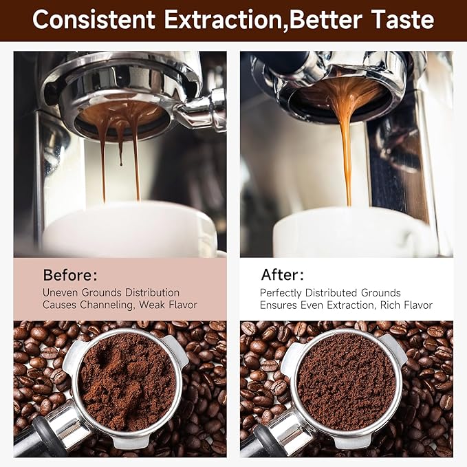 KitchenTour Espresso Accessories Kit 58mm, WDT Tool, Dosing Funnel and Puck Screen Set, 304 Stainless Steel Needle Coffee Distribution Stirrer, Portafilter Dosing Ring for Barista 58mm