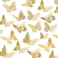 SAOROPEB 3D Butterfly Wall Decor - 48 Pcs, 4 Styles, 3 Sizes, Gold Butterfly Decorations for Birthday & Party Celebrations, Removable Stickers