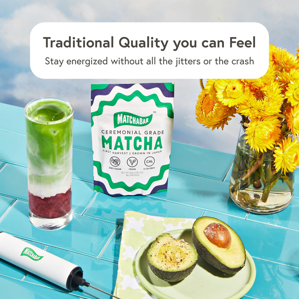 Matchabar Matcha Powder (30g) Ceremonial Japanese Matcha Latte, Vegan