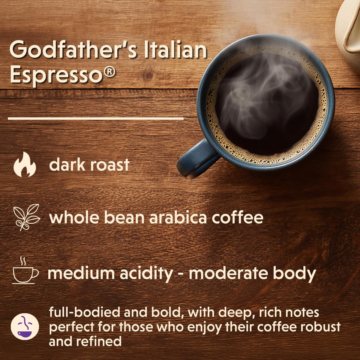 Coffee Bean Direct Godfather’s Italian Espresso®, Whole Bean, 1lb Bag