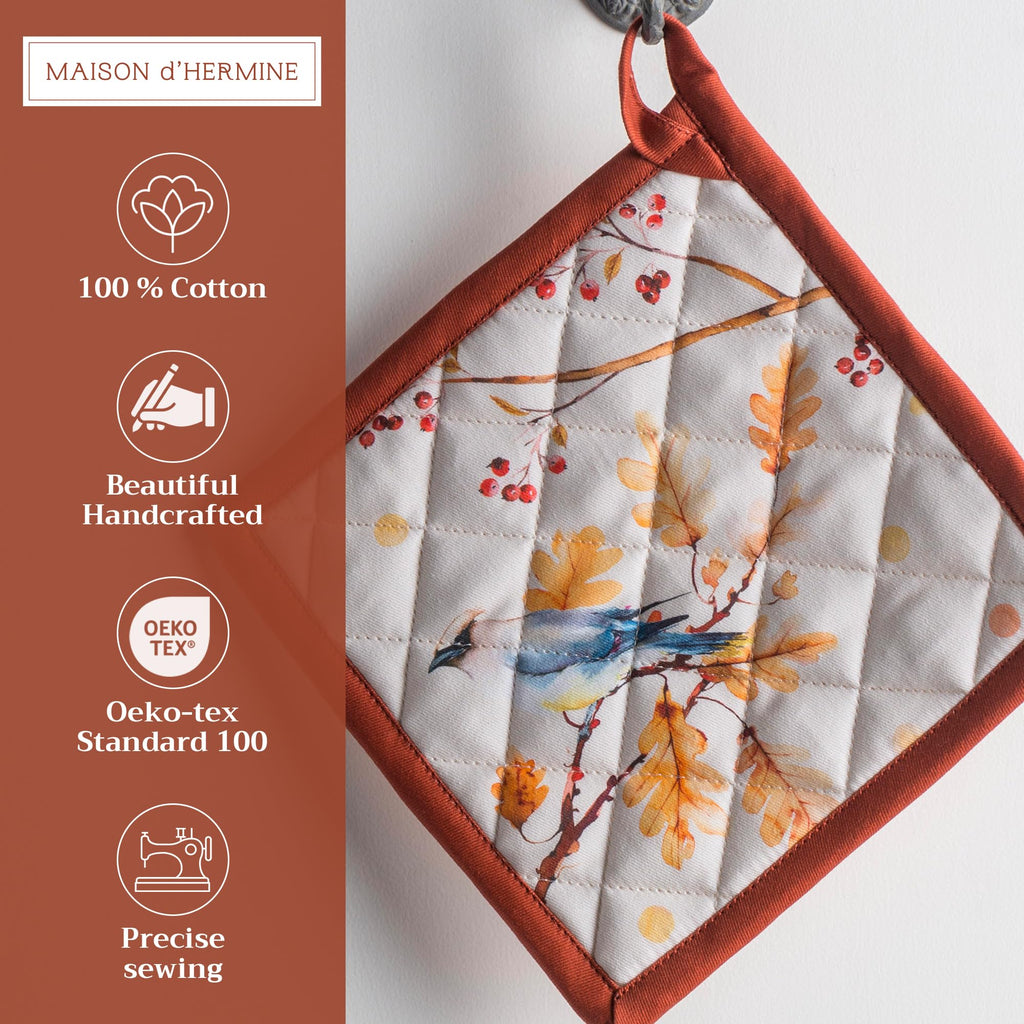 Maison d' Hermine Pot Holders 100% Cotton Potholders (8" x 8", Pack of 2)