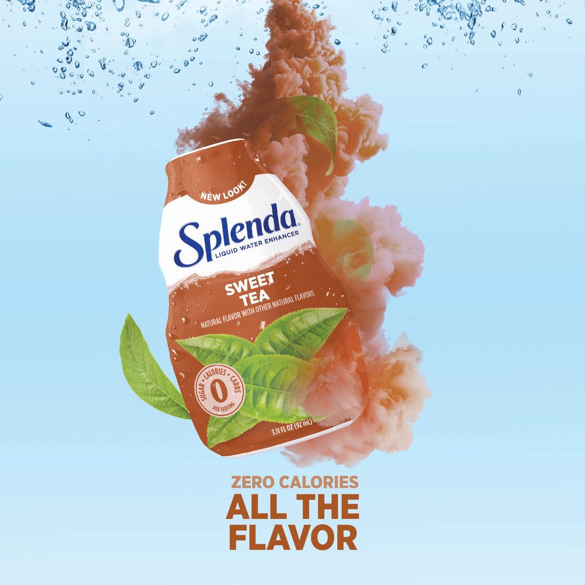 SPLENDA Liquid Water Enhancer Drops, Sugar Free, Zero Calorie, Natural Flavor, Concentrated Drink Mix, 3.11 Fl Oz Each Bottle (Sweet Tea, 2 Pack)