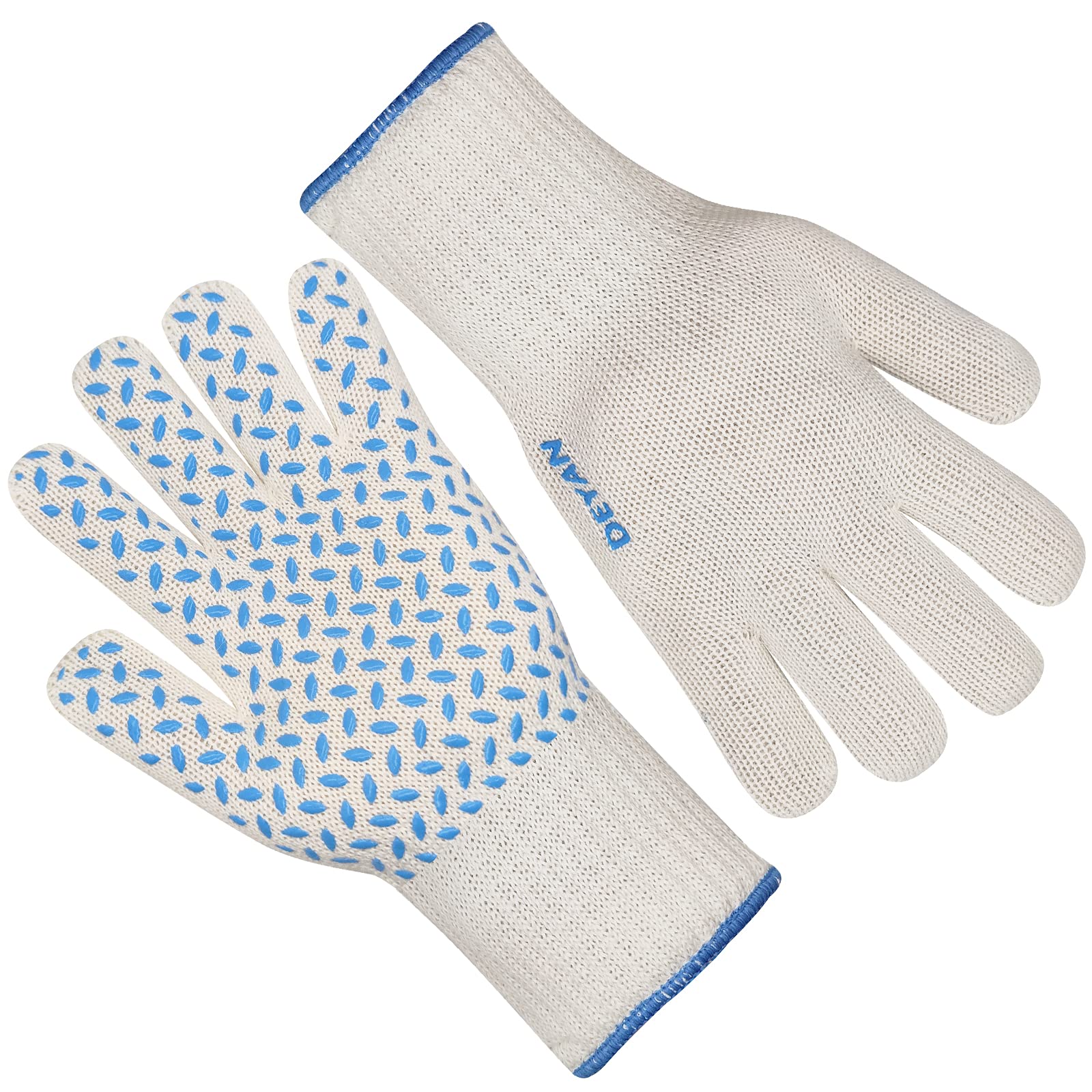 DEYAN Heat Resistant Oven Gloves 932°F | Silicone Non-Slip Mitts with Fingers | Flexible for Baking, BBQ, Grilling | Machine Washable (White, 1 Pair)