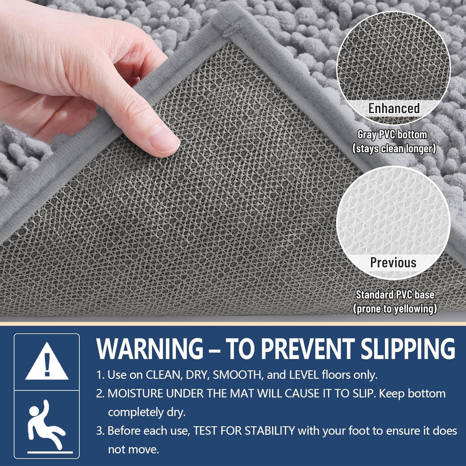 Arotive Bathroom Rugs Mat 59x35, Soft Absorbent Chenille Shaggy Bath Mat