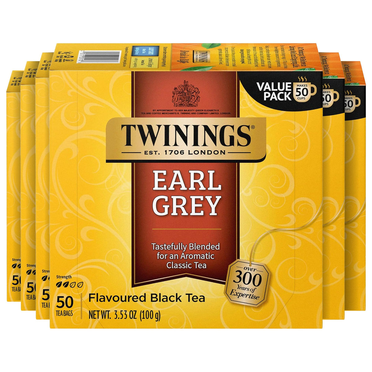 Twinings Pure Green Tea, Caffeinated, Tea Bags, 50 CT Box (6 Pack)