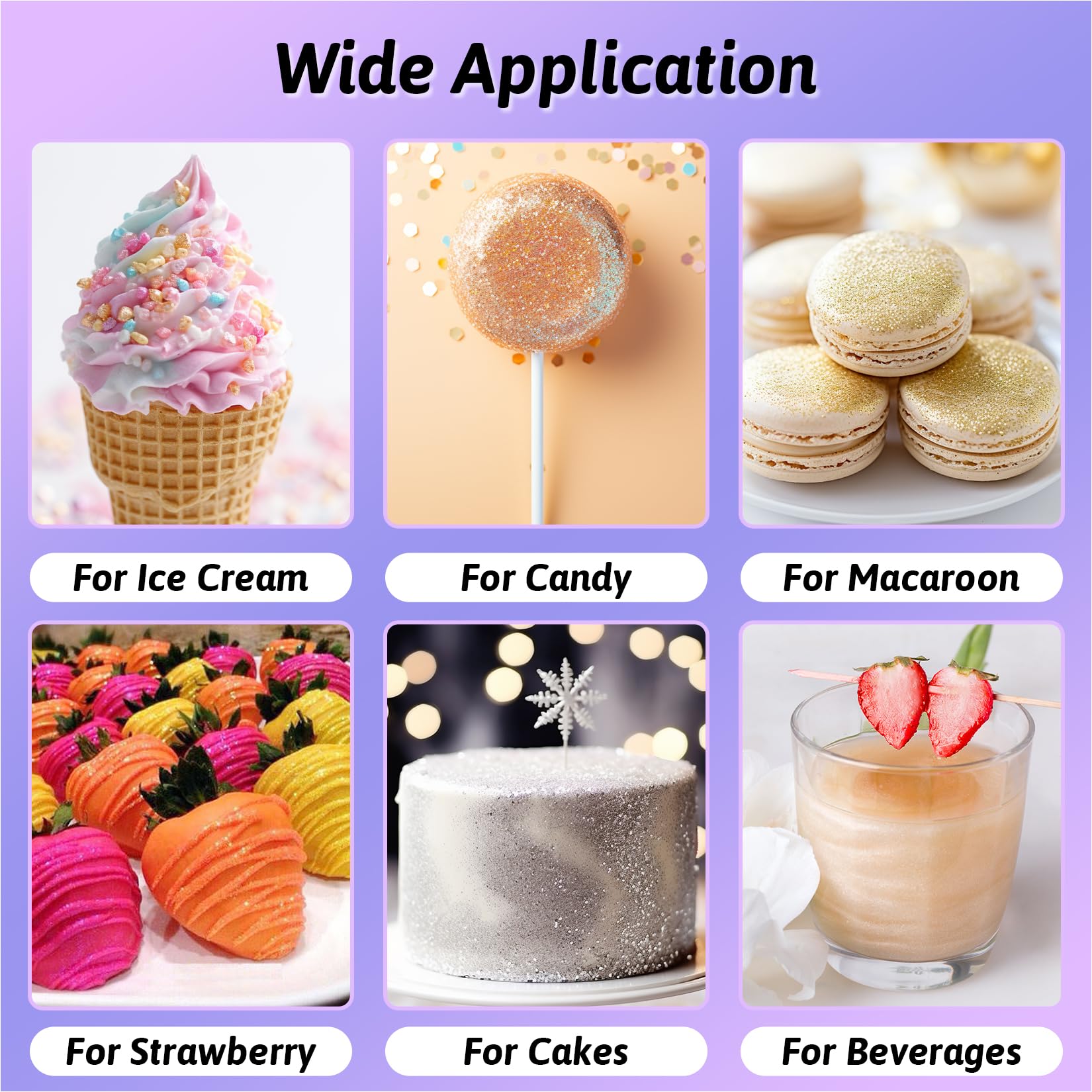 Edible Glitter - 8 Colors Luster Dust Edible Set for Drinks, Food Grade Edible Glitter Dust for Cake Decorating, Cocktail, Fondant, Strawberries, Candy, Cookie, Chocolate, Vegan and Gluten Free - 5g/bottle