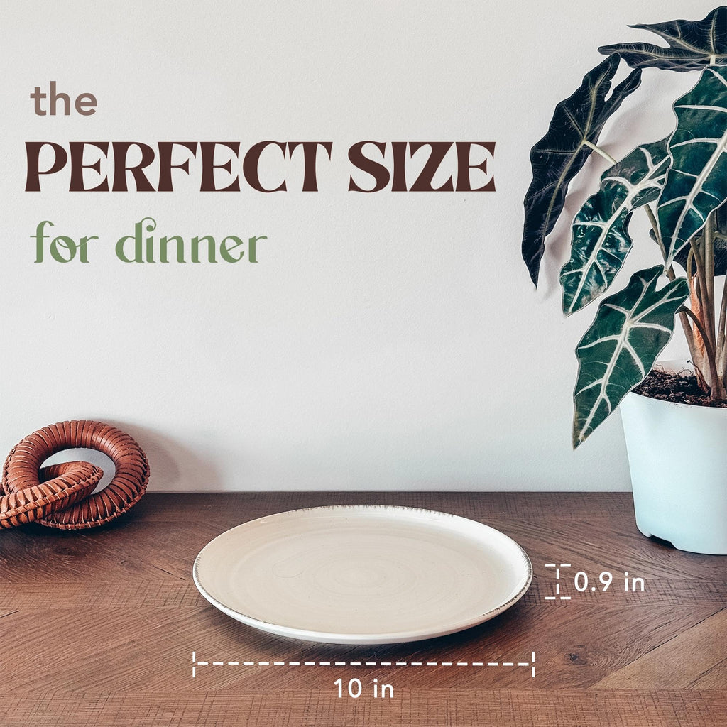 MORA Ceramic Helix Swirl Dinner Plates Set of 6, 10in Modern Spiral Porcelain Dish Dinnerware for Kitchen, Serving & Restaurants - Dishwasher, Microwave, Freezer, Oven Safe Dishware - Snowy White