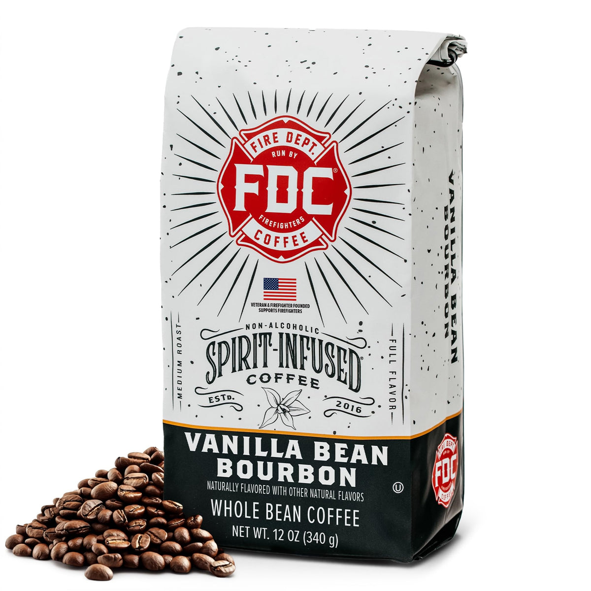 Fire Department Coffee Vanilla Bourbon Infused Ground Coffee - 12 oz