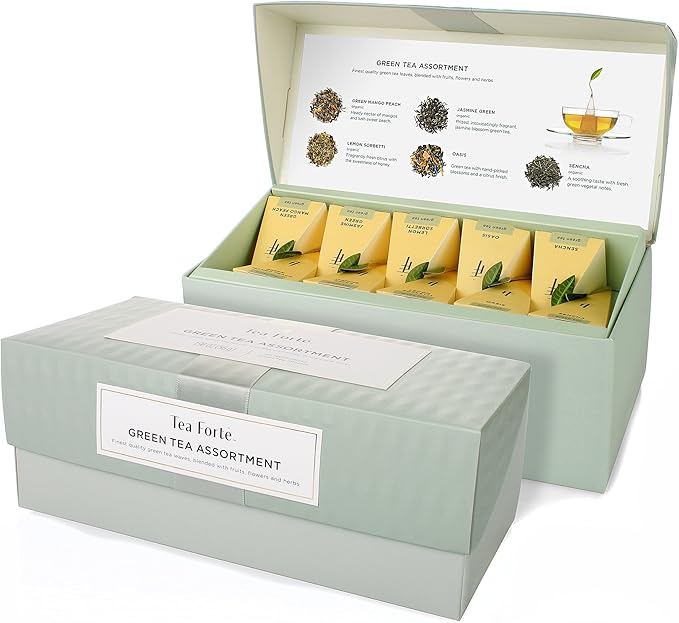 Tea Forte Tea Sampler, 20 Pyramid Infuser Bags, Premium Tea Gift Set