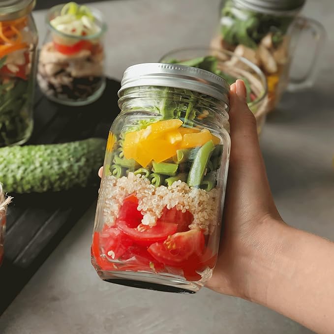 DISCOUNT PROMOS 10 Decorating Mason Jars Set, 12 oz. - Canning, Aluminum Lid - Black
