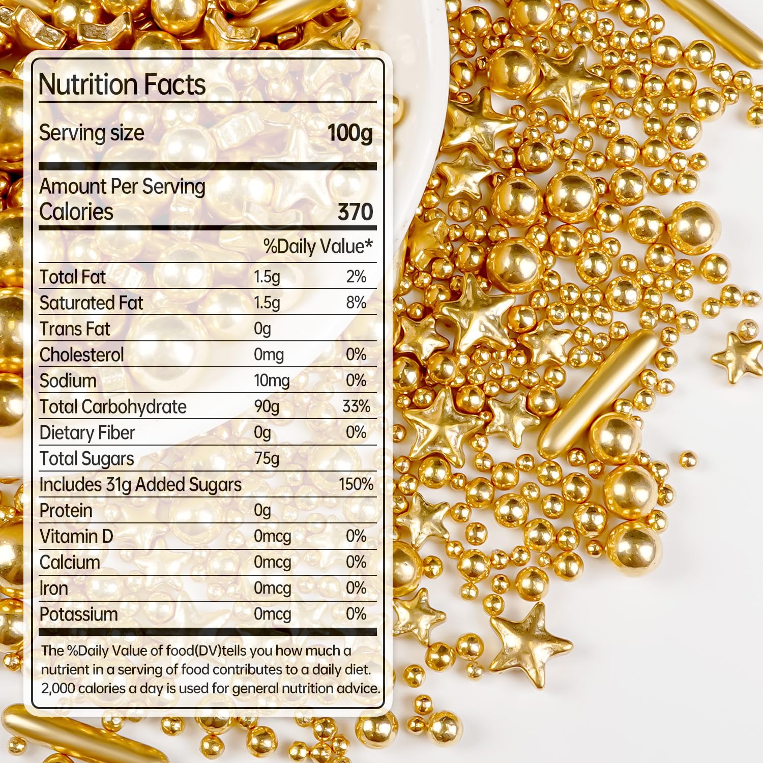 Gold Pearl Star Rods Sprinkles Edible, 150g/5.29oz, Edible Gold Pearls Sprinkles for Cake Decorating, Cupcakes Cookies Toppers, Holiday Sprinkles, Party, Birthday Supplies
