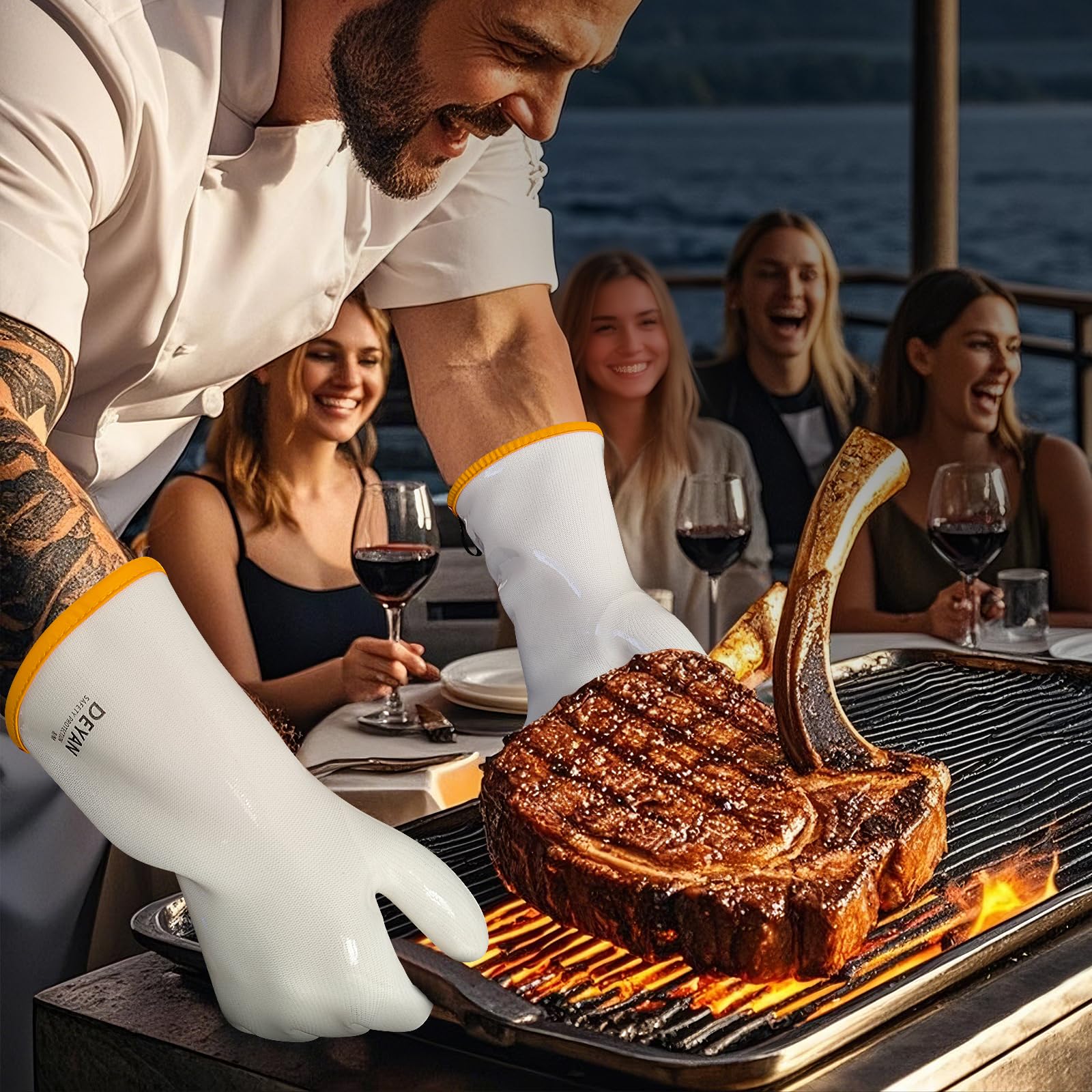 DEYAN Silicone BBQ Grill & Oven Gloves, 600°F Heat Resistant, 10/XL