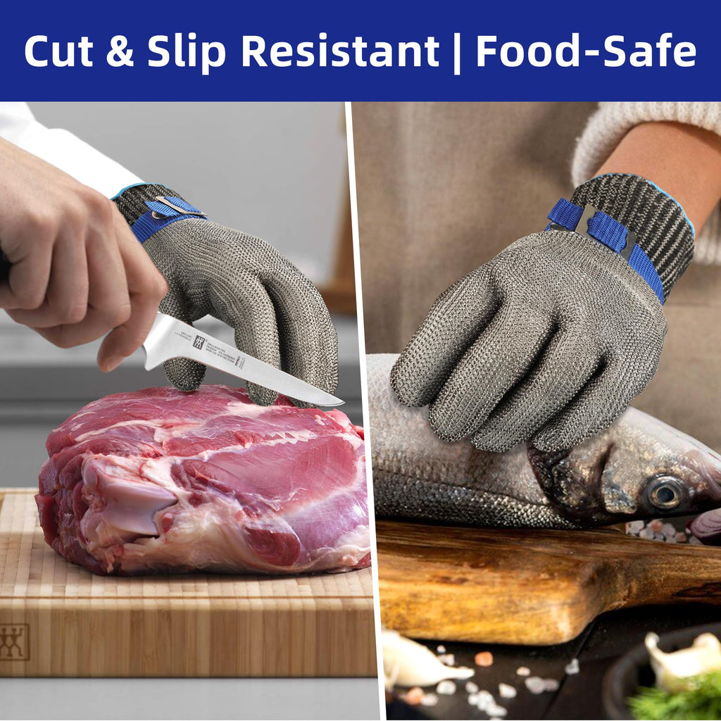 Schwer SlicePro ANSI A9 Cut Resistant Glove PR1706, Stainless Steel Mesh Metal Glove, Food Grade for Kitchen Cooking, Butcher Meat Cutting, Oyster Shucking, Mandoline, (XL, 1 PCS)