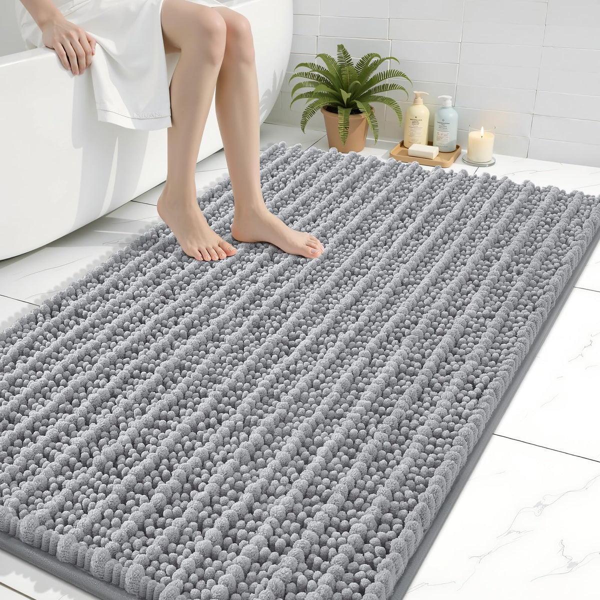 Arotive Bathroom Rugs Mat 44x32, Soft Absorbent Chenille Shaggy Bath Mat