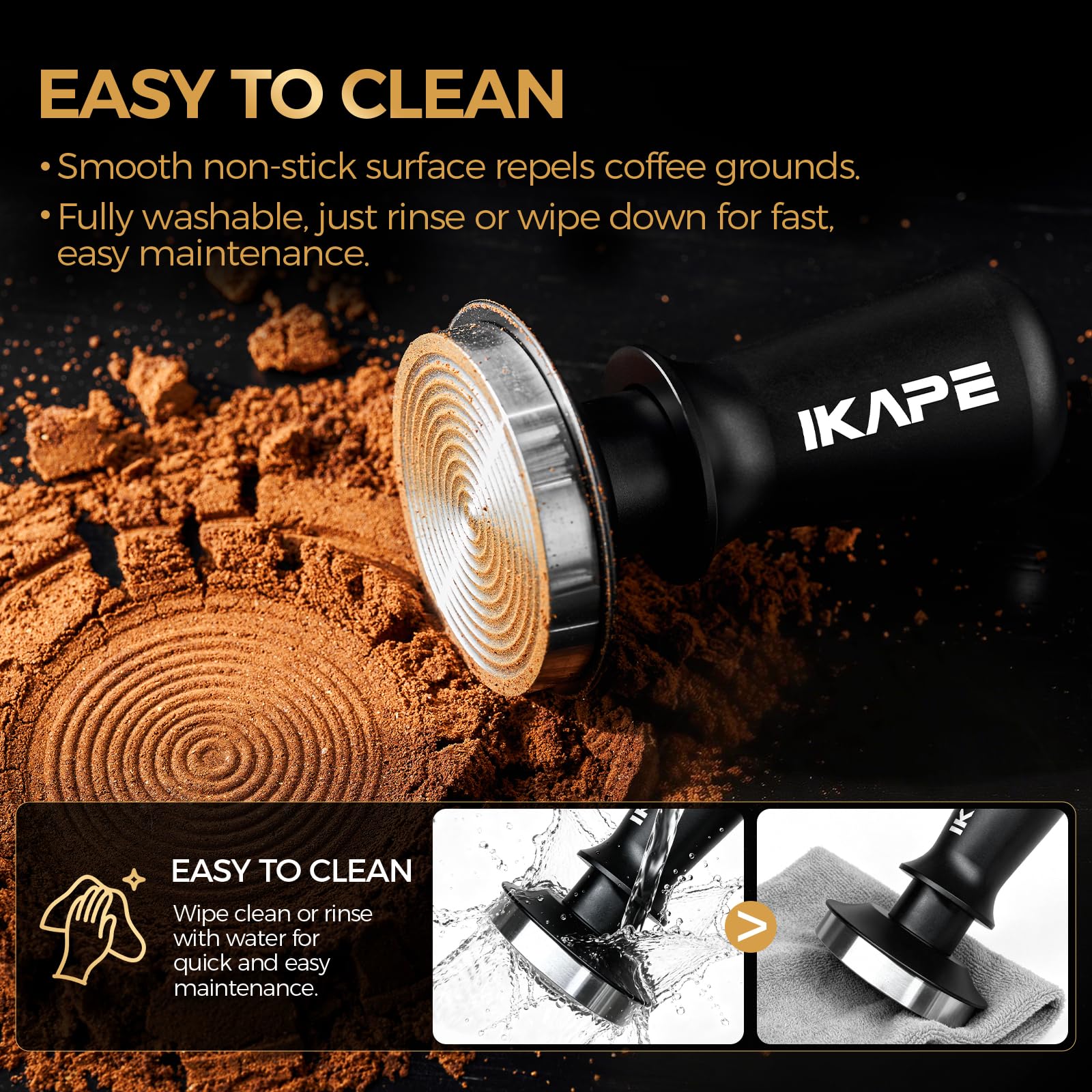 IKAPE 45mm Espresso Tamper, Premium Barista Coffee Tamper with Calibrated Spring Loaded, 100% Flat Stainless Steel Base Tamper for Espresso Machine
