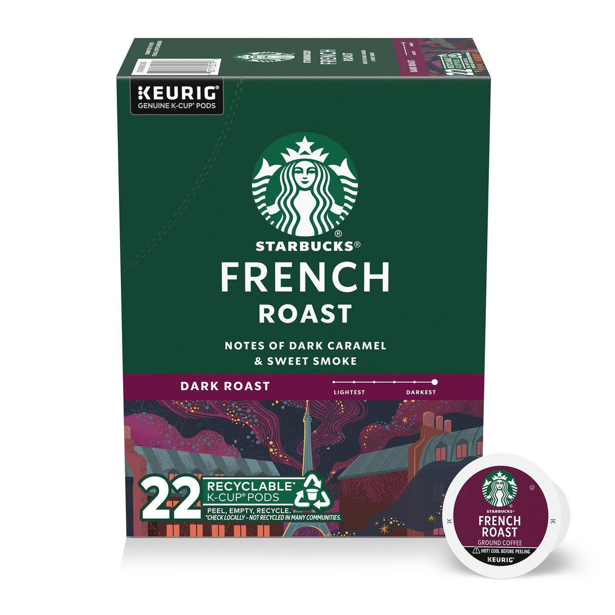 Starbucks K-Cup Coffee Pods, French Roast, 22 Count