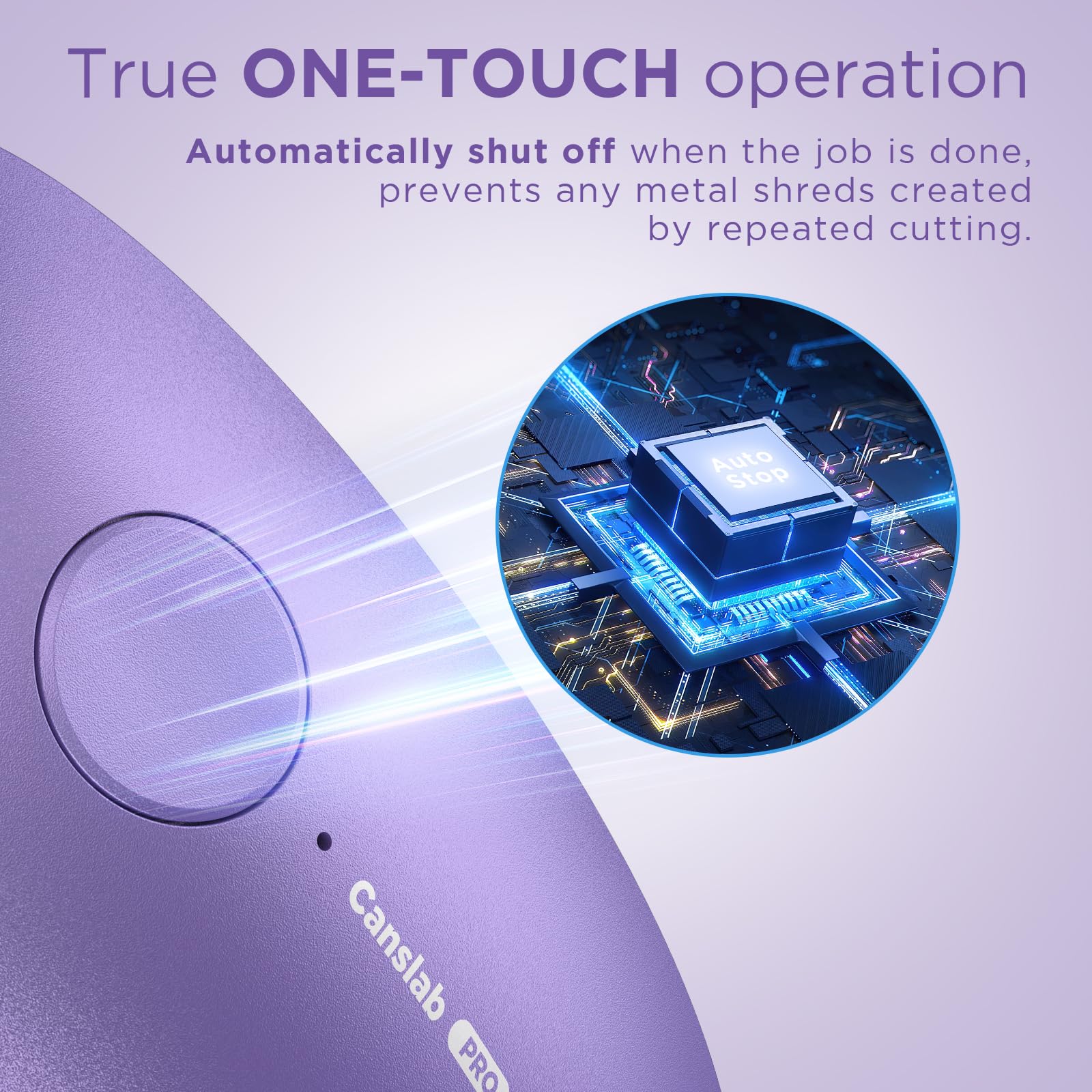 Canslab Ultrablade PRO Auto Stop Can Opener - Rechargeable Electric Can Opener for Kitchen for Seniors with Arthritis - One Touch Side Cut Opener, Smooth Edge, Lilac