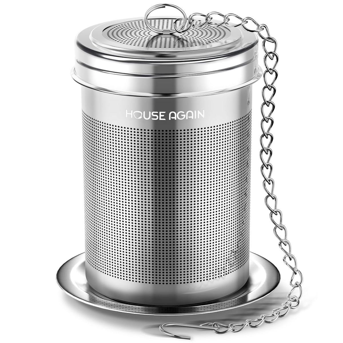 HOUSE AGAIN Tea Infuser, Extra Fine Mesh Tea Infusers for Loose Tea, 18/8 Stainless Steel Tea Strainer with Extended Chain Hook, Tea Steeper for Brew Tea, Spices & Seasonings Small × 2
