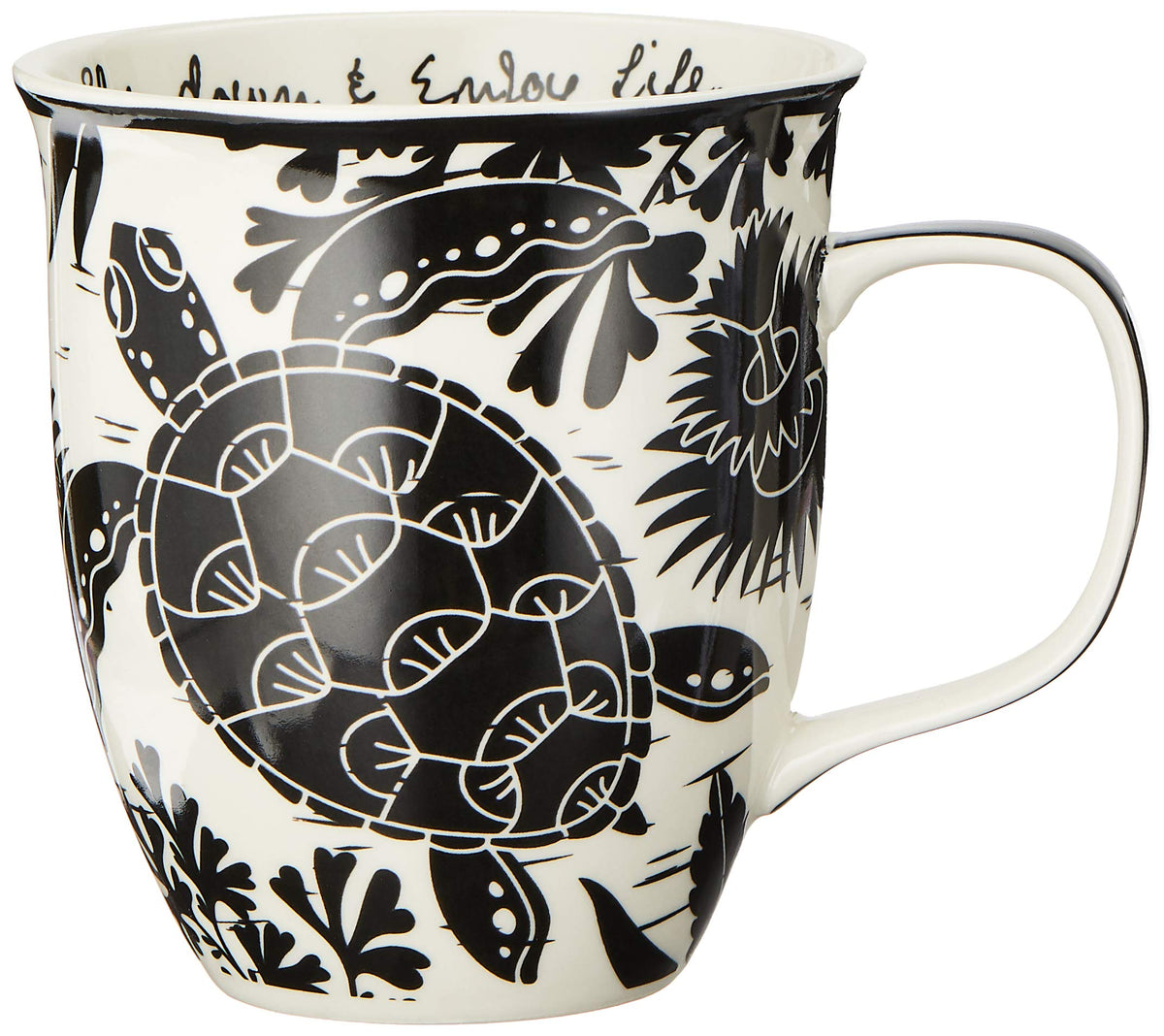 Karma Gifts 14 oz Black and White Boho Mug Flamingo - Cute Coffee and Tea Mug - Ceramic Coffee Mugs for Women and Men