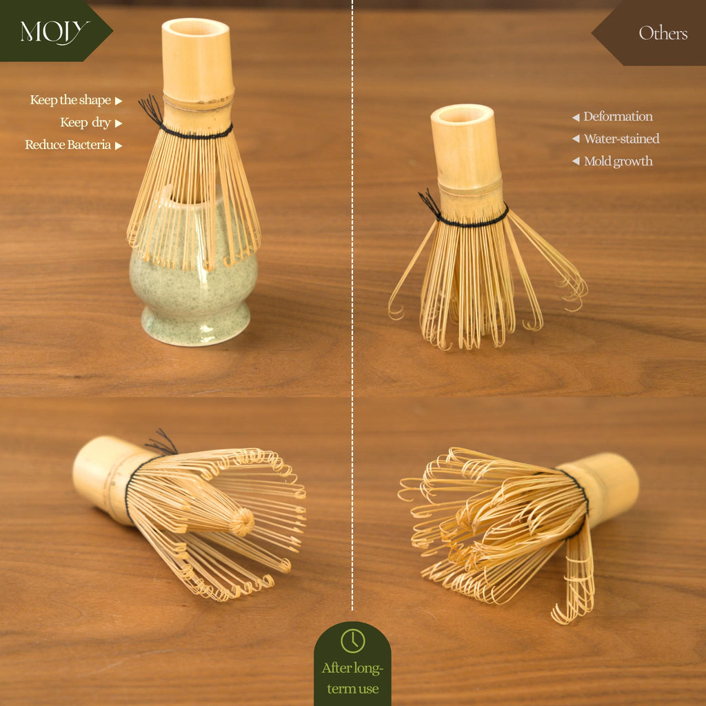 MOIY Matcha Whisk Set, Matcha Set, Handcrafted Bamboo Chasen & Ceramic Bowl Matcha Kit, 5 Pcs Matcha Set Whisk and Bowl with Stainless Steel Sifter, Tea Ceremony, Jade
