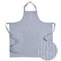 Solino Home 100% Linen Apron, 38 x 36 in, Navy and White, Full Midi Apron