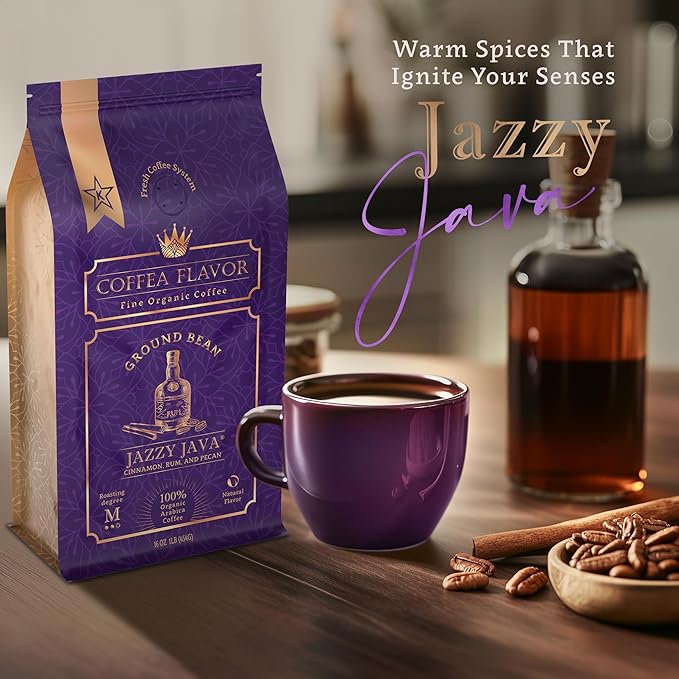 Organic Ground Coffee Medium Roast (16oz) - Jazzy Java Flavored