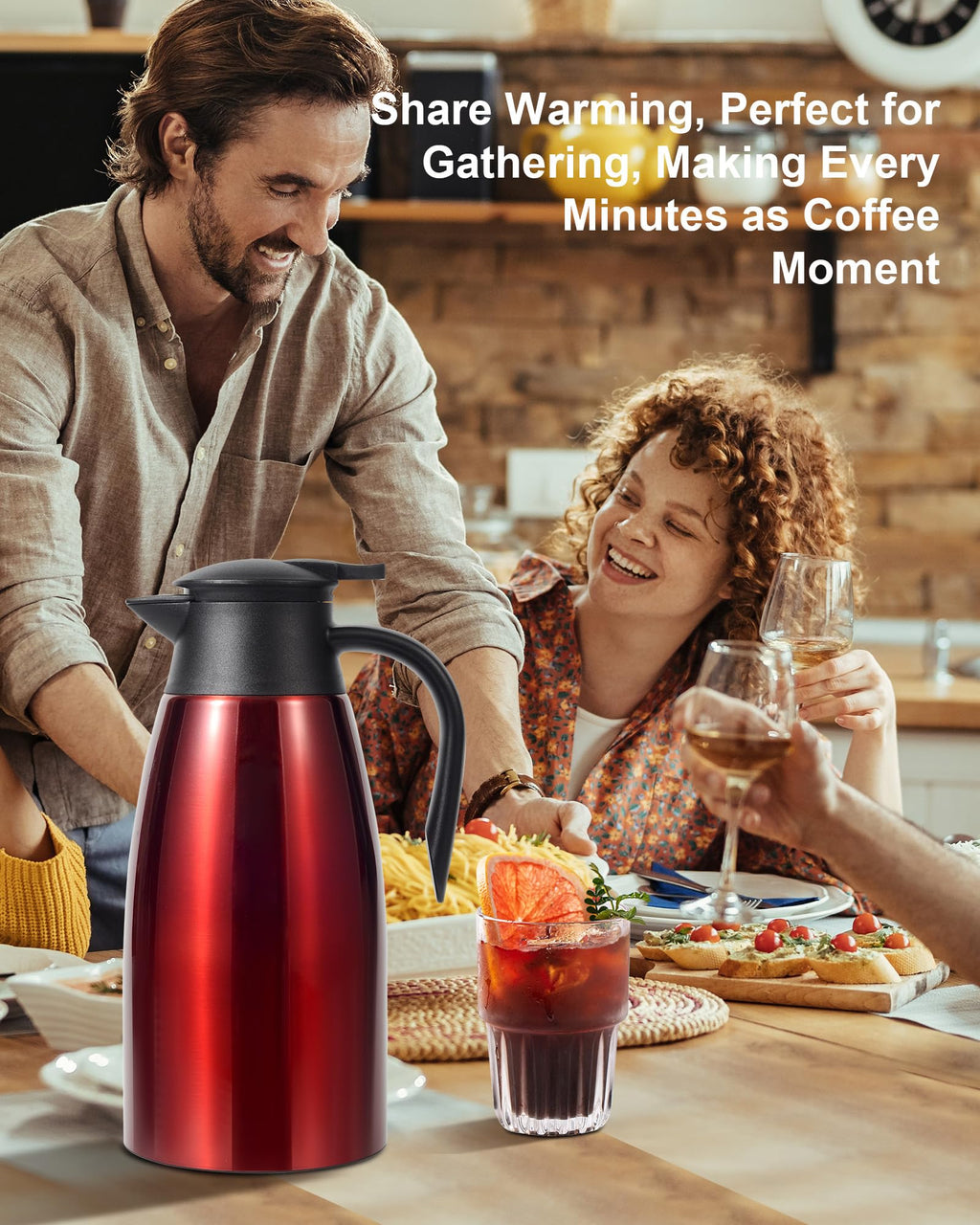 70oz Thermal Coffee Carafe, Updated Insulated Stainless Steel Coffee Carafes for Keeping Hot Coffee & Tea Hot Beverage-12Hours, Double Walled Vacuum Coffee Carafe