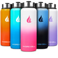 HYDRO CELL Stainless Steel Insulated Water Bottle with Straw - For Cold & Hot Drinks - Metal Vacuum Flask with Screw Cap and Modern Leakproof Sport Thermos for Adults (White/Pink 40oz)