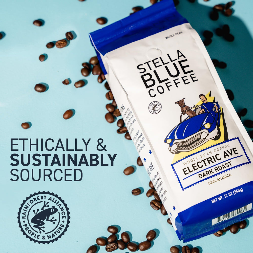 Whole Bean Coffee Electric Avenue Blend, Dark Roast Arabica Beans, 12oz Bag