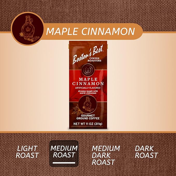 Boston’s Best Coffee - Maple Cinnamon Flavored Delicious Gourmet Premium Ground Coffee, 11 oz. / 311 g Coffee Bag