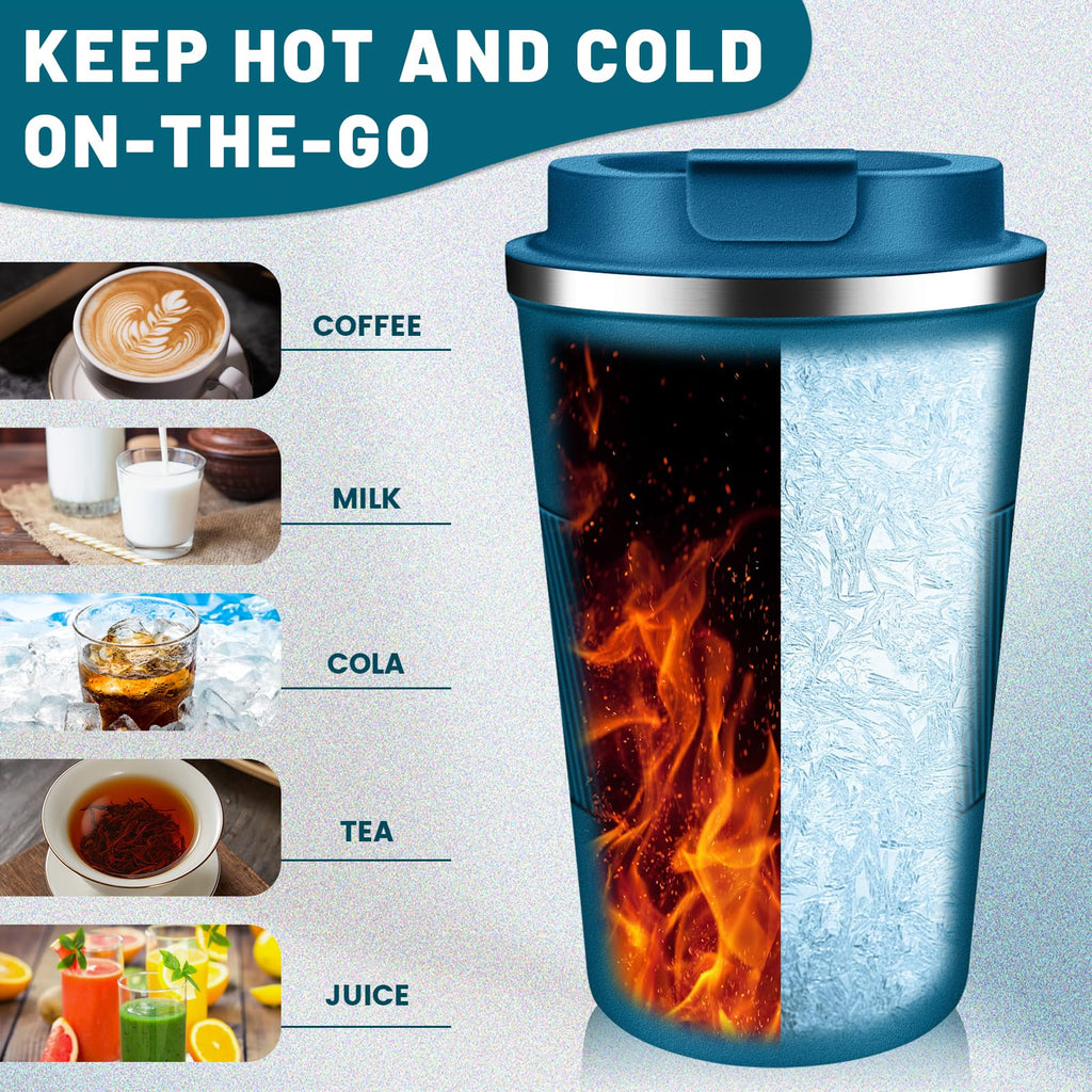 DUBUXW Insulated Coffee Tumblers with Flip Lid 12oz / 17oz, Stainless Steel Coffee Mug Leak Proof, Vacuum Insulated Coffee Mug Reusable Cup, Keeps Cold and Hot for Coffee Tea
