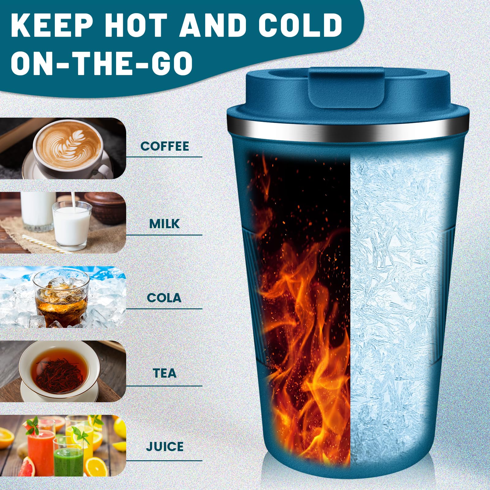 DUBUXW Insulated Coffee Tumblers with Flip Lid 12oz / 17oz, Stainless Steel Coffee Mug Leak Proof, Vacuum Insulated Coffee Mug Reusable Cup, Keeps Cold and Hot for Coffee Tea