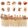 Jinei 120 PCS Coffee Stirrers Stir Sticks Natural Wooden Stir Sticks Disposable Drink Stirrers for Stirring Hot Chocolate Milkshake Restaurant Home Office(Coffee Style)
