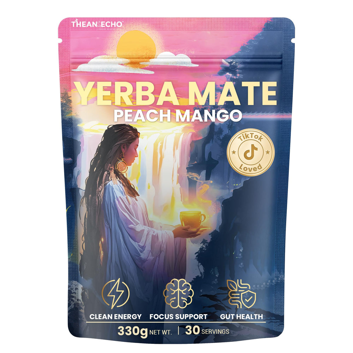 Yerba Rise Yerba Mate Powder, Peach Mango, 330g, 30 Servings
