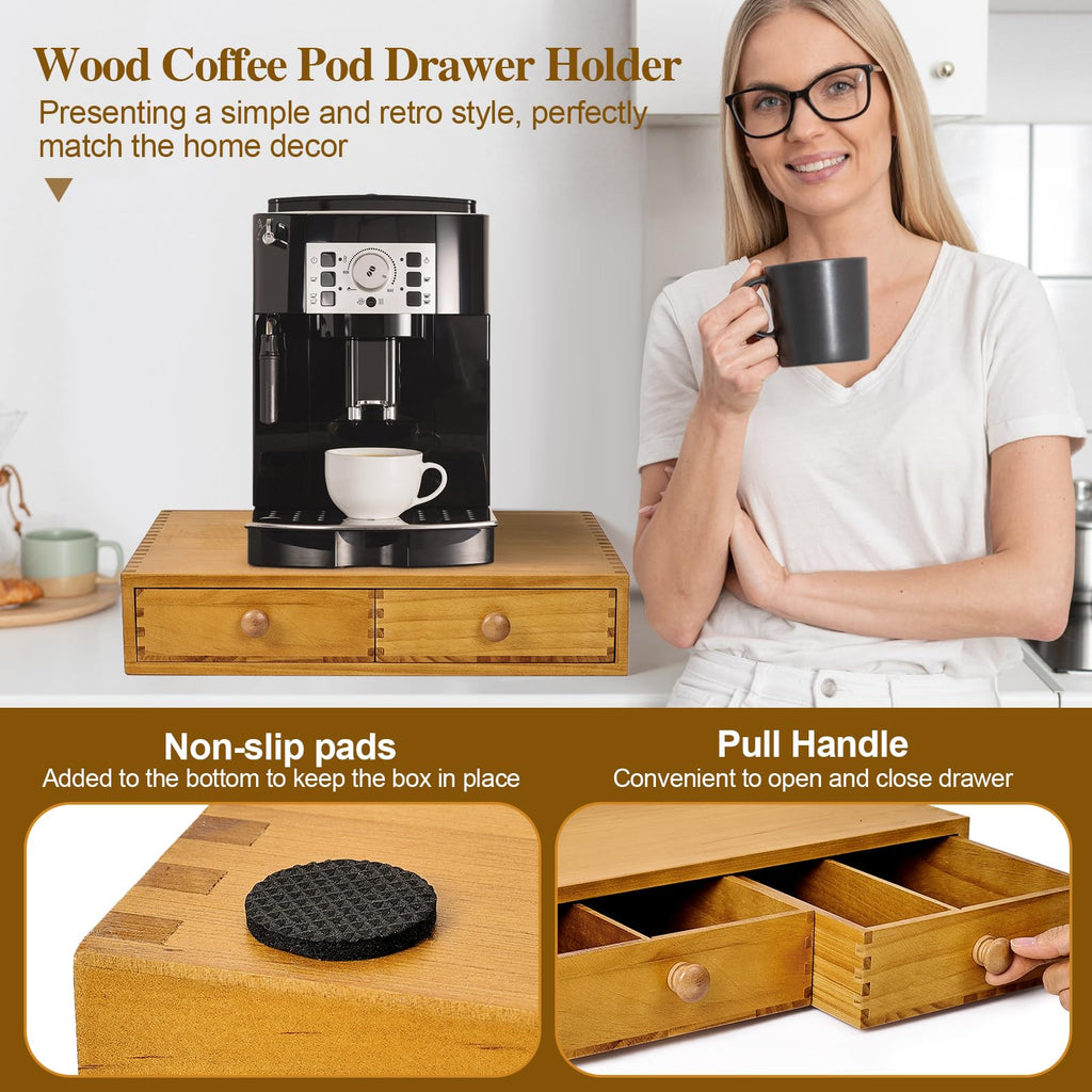 NANXITU K Cup Storage Organizer, Wood Coffee Pod and Tea Bag Holder