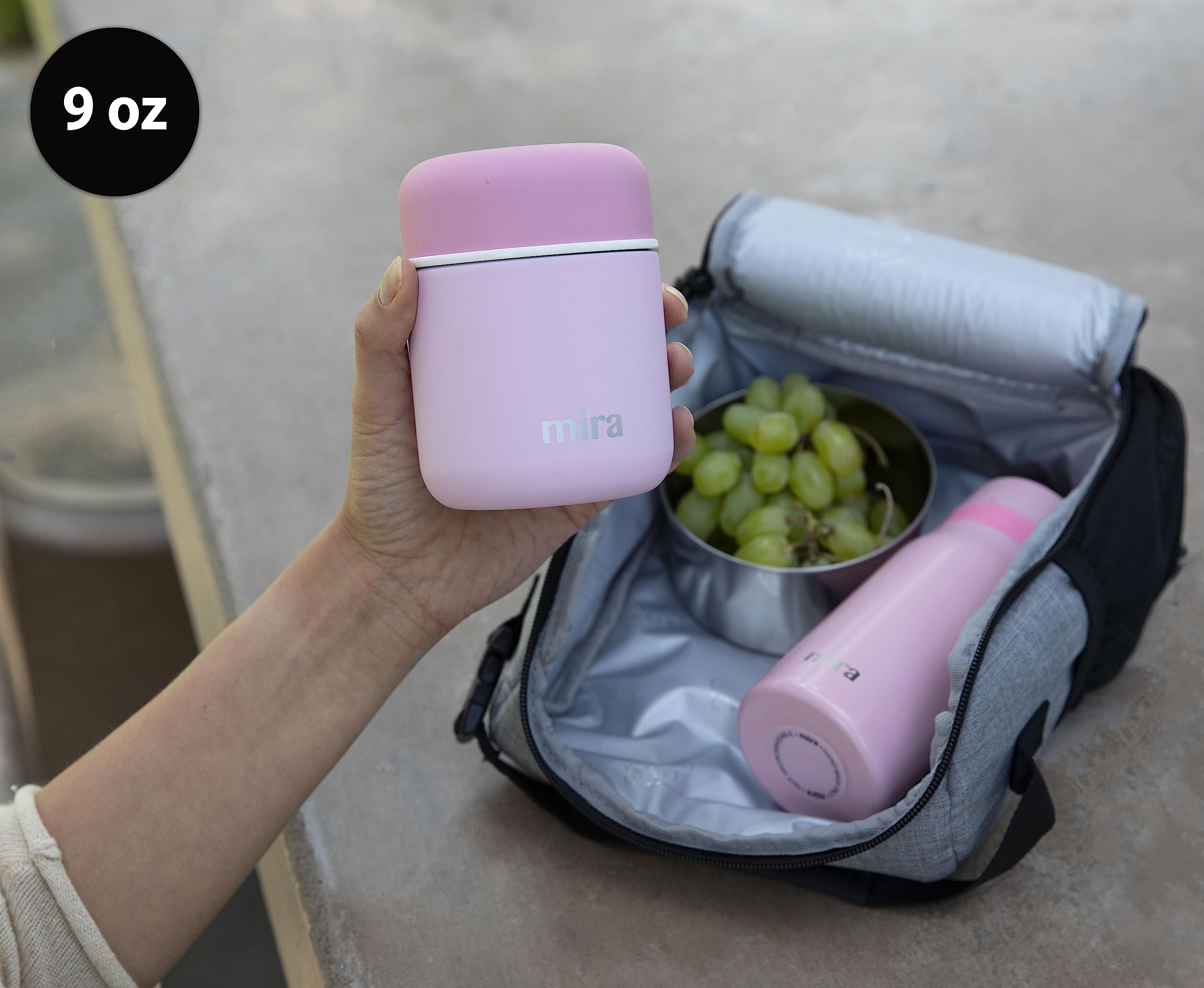 MIRA 9oz Insulated Food Jar Thermo for Hot Food & Soup, Compact Stainless Steel Vacuum Lunch Container - White