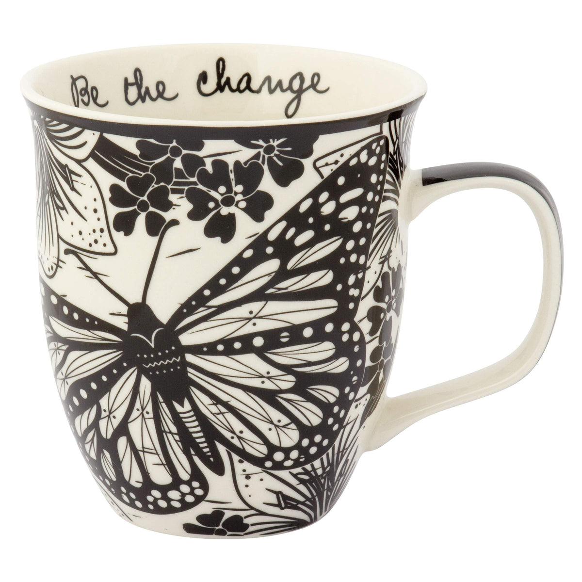 Karma Gifts 14 oz Black and White Boho Mug Flamingo - Cute Coffee and Tea Mug - Ceramic Coffee Mugs for Women and Men
