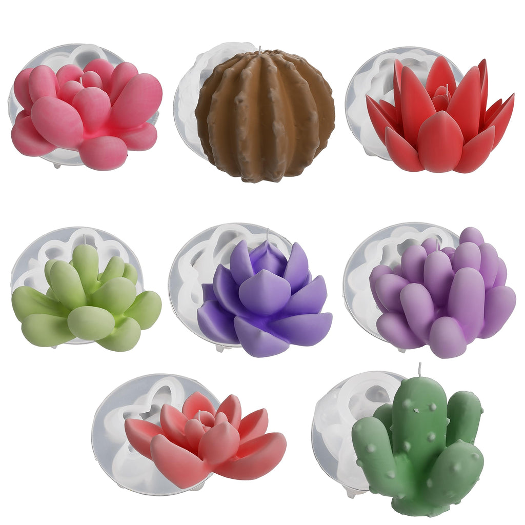 8 Pack Flower Succulent Candle Mold Resin Casting Silicone Molds for Home Decor & Candle Making Wave Spiral Mold
