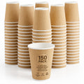 NYHI 150 10 oz Ripple Kraft Paper Cups Brown Hot Cold Cups 3 Layer Rippled Small Insulated Disposable Coffee Cups for Cappuccino Hot Cocoa or Iced Drinks