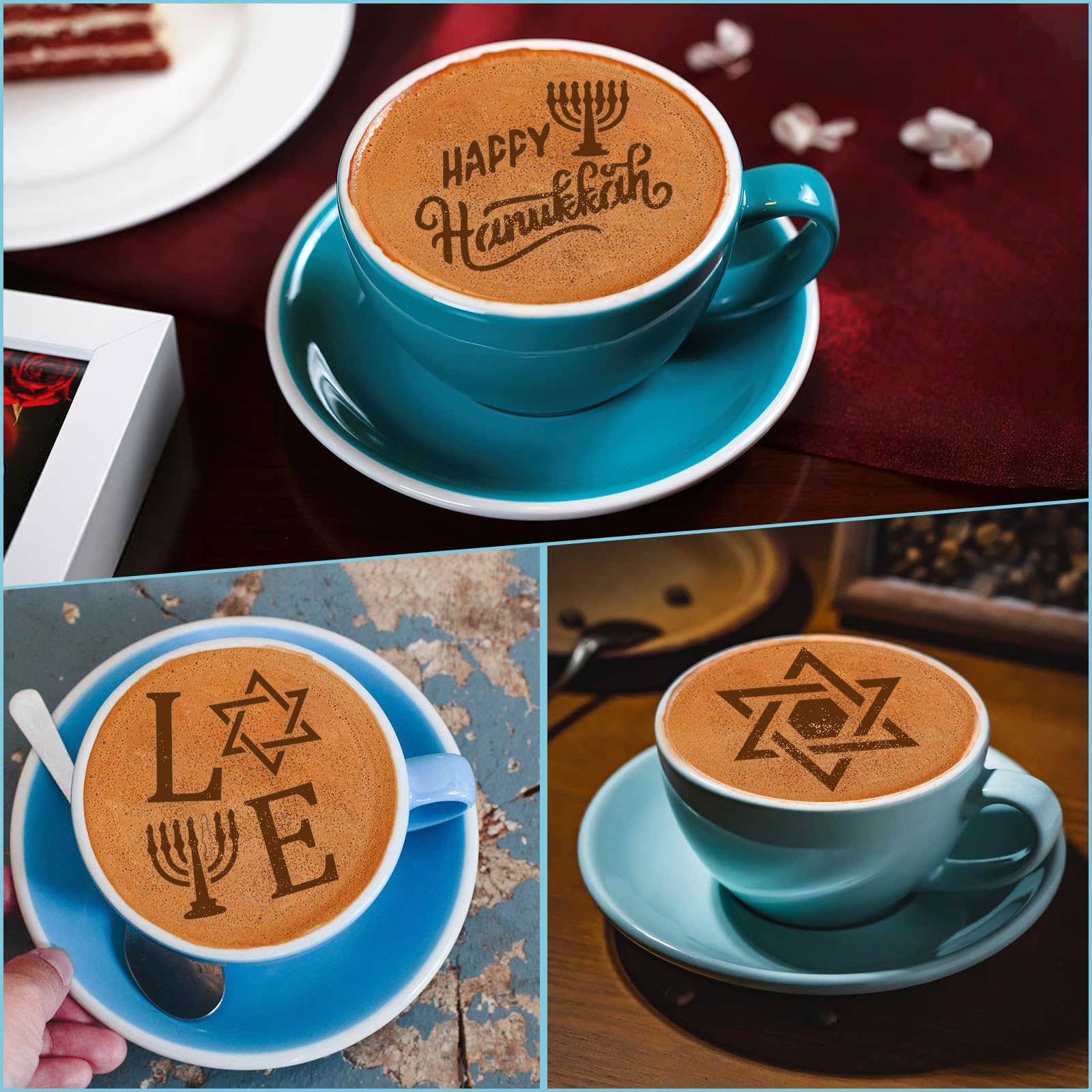 36Pcs Hanukkah Cookie Stencils Reusable Dreidel Menorah for DIY Baking