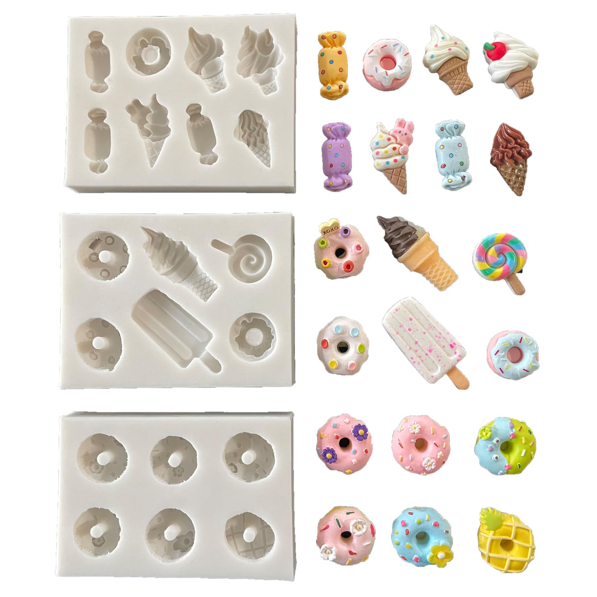 LVDGE Lovely Small Items Silicone Fondant Molds Set For Cake Topper, Gumpaste, Candy & Chocolate, Polymer Clay and More (Round Food Items)