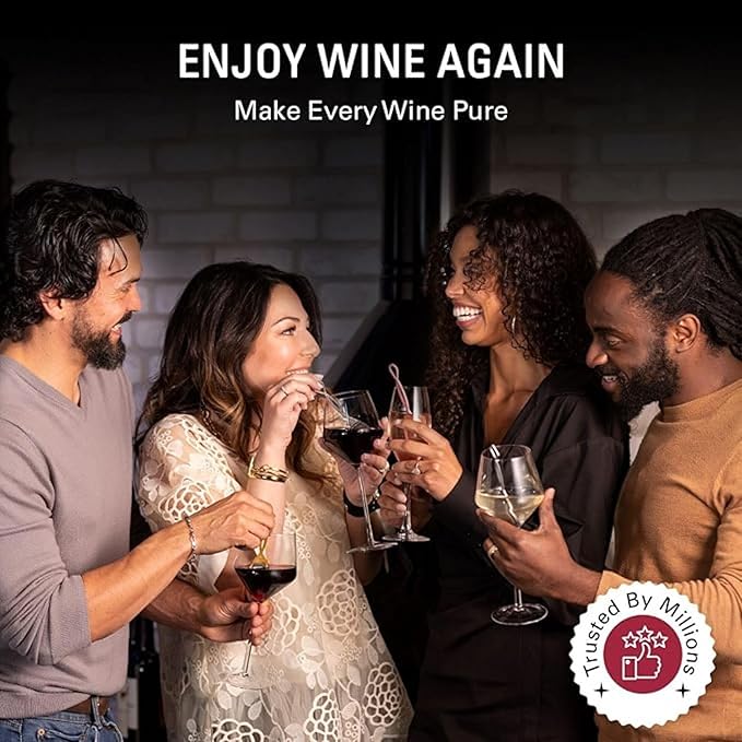 PureWine Wine Wands Purifier, 72 Filters - Reduces Histamines & Sulfites, Alleviates Allergies & Sensitivities - Restores Taste, Perfect Pour, Gifting, Holiday
