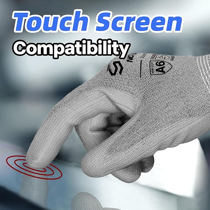 Schwer 6 Pairs ANSI A6 Cut Resistant Gloves CR7120 Cut Proof Work Gloves, Touchscreen, for Men and Women Used for Woodworking, Glass Cutting, Construction, Cargo Handling, Car Repair, S