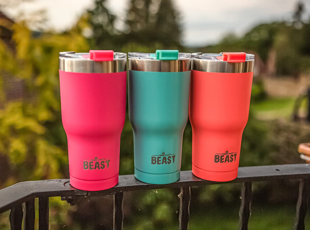 Beast 40 oz Tumbler Stainless Steel Vacuum Insulated Coffee Ice Cup Double Wall Travel Flask (Coral Pink)