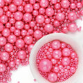 Pink Pearl Sprinkles for Cake Decorating, 6 Sizes Edible Pearl Sugar